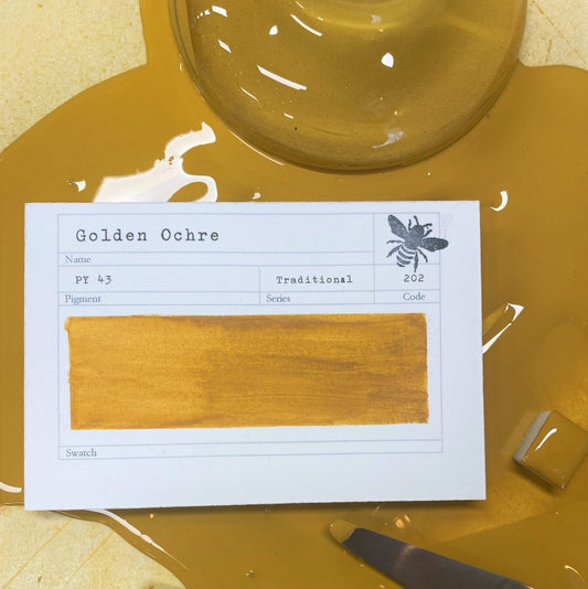 Golden Ochre Half Pan Gouache: Stoneground Paint Co.