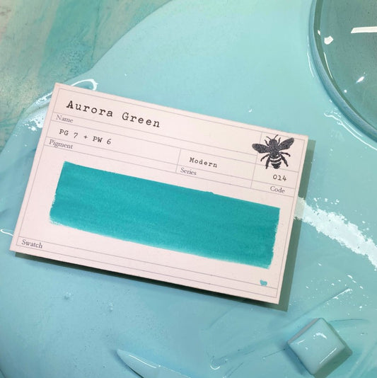Aurora Green Half Pan Gouache: Stoneground Paint Co.
