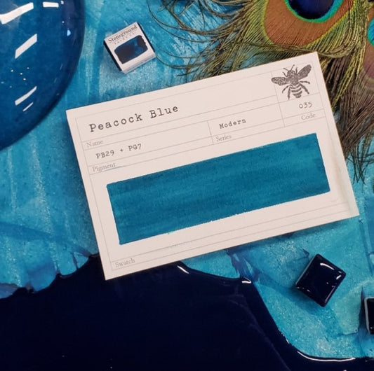 Peacock Blue Half Pan Gouache: Stoneground Paint Co.