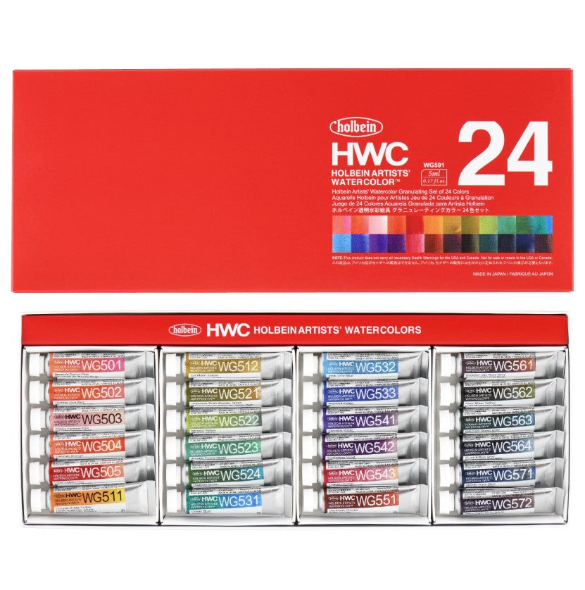 Holbein Granulating Set of Watercolors 24 - 5ml tubes