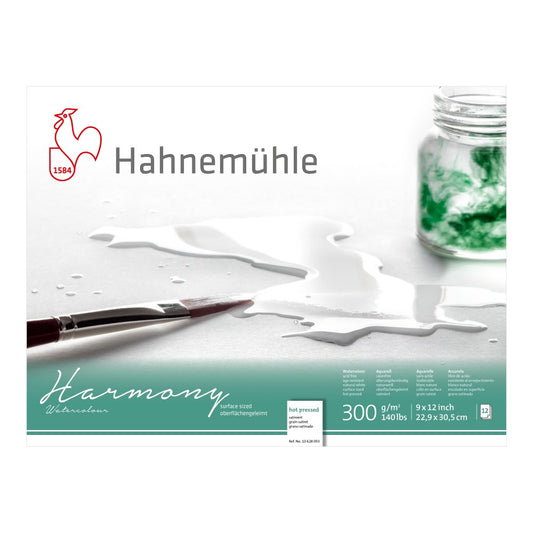 Hahnemuhle Harmony Watercolor Paper BLOCK: Hot-Press 9"x12"  12sht