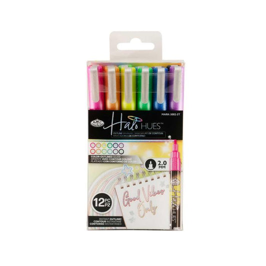 12pc Acrylic 2.0mm HALO Color-Outlined Marker Set