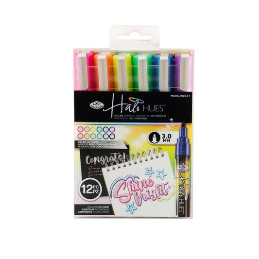 12pc Acrylic 3.0mm HALO Color-Outlined Marker Set