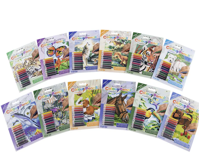 Mini Colored Pencil-By-Number Sets: 12 Assorted