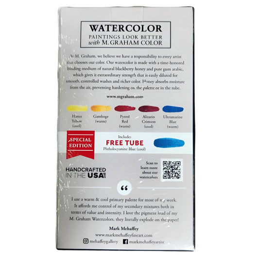 Warm & Cool Primary Watercolor Set M Graham: 6 Tubes