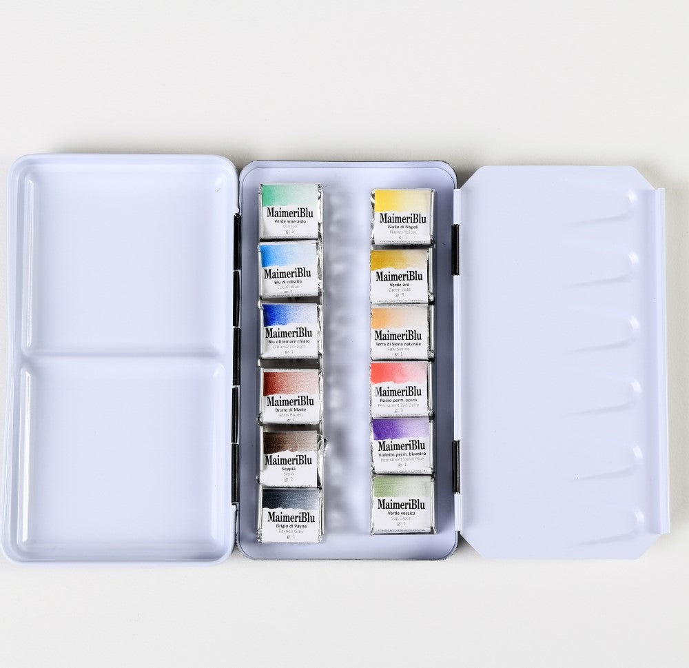 MaimeriBlu 12 Half Pan Watercolor Tin