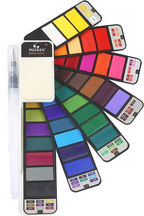 Meeden Foldable Watercolor Set: 42 Assorted Colors + Waterbrush