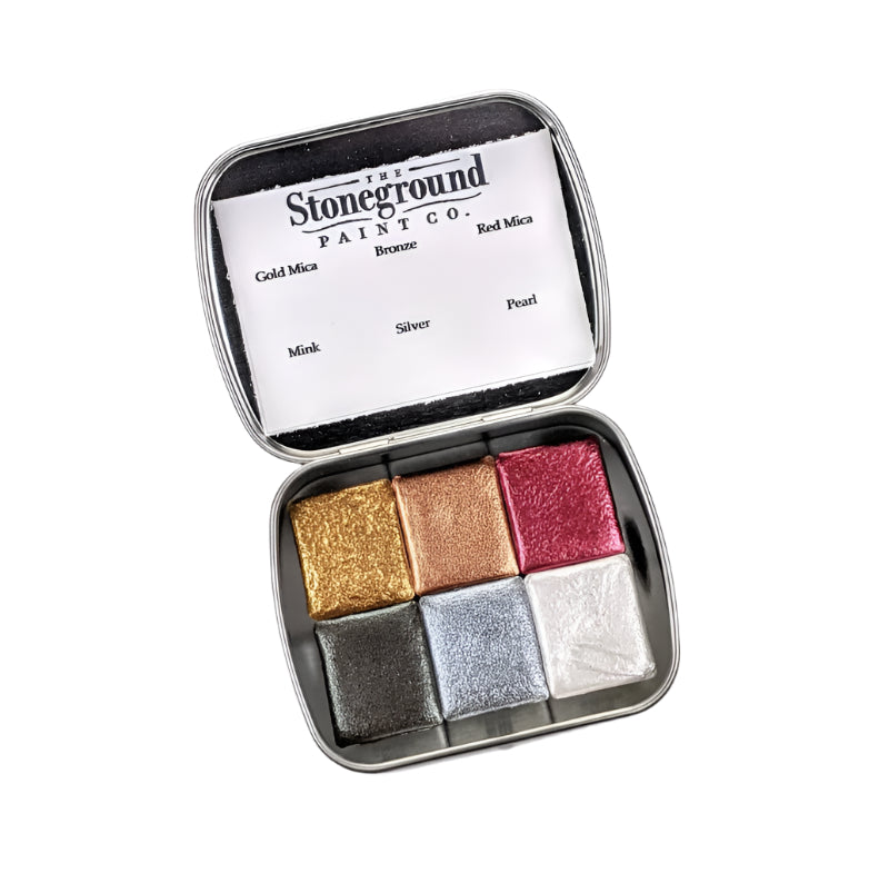 Metallic 6 Palette Stoneground Paint Co. Metal Half Pan Palette