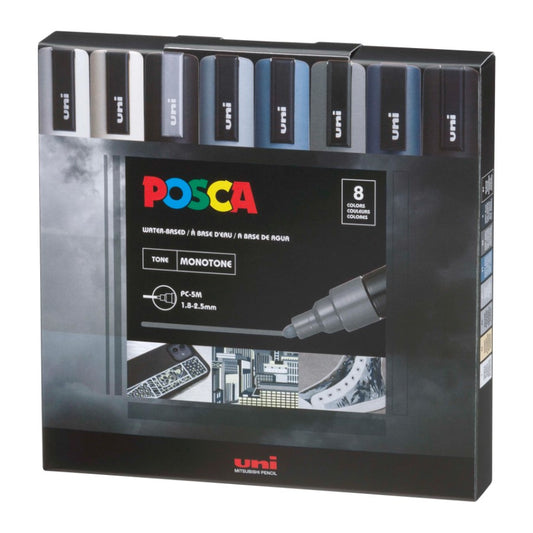 PC-5M MONO TONE Uni Posca Medium Marker Set (8 markers)