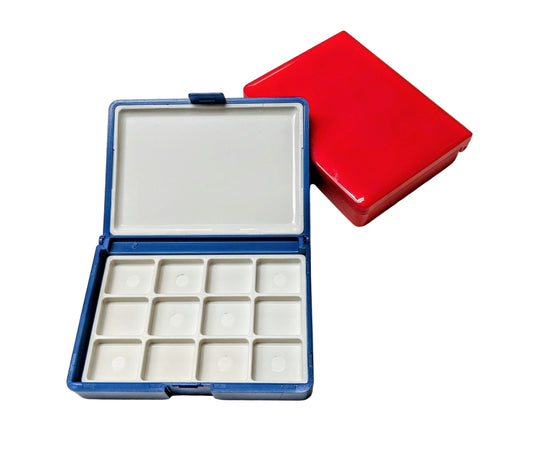 Plastic Mini Travel Watercolor Palette Red /Blue