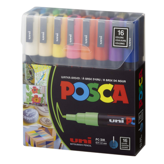 PC-3M Uni Posca Fine Marker Set (16 markers)