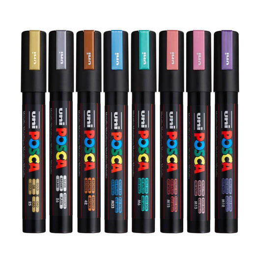 PC-5M METALLIC Uni Posca Medium Marker Set (8 markers)