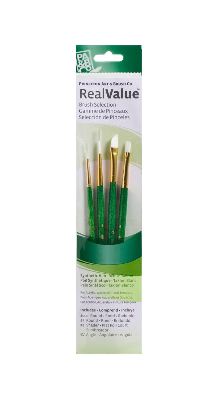 Synthetic White Taklon 4 Brush Short-Handled Set: REAL VALUE from PRINCETON!