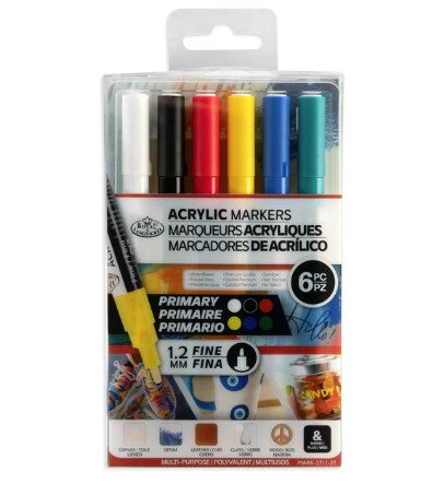 6pc Acrylic 1.2mm FINE Primary Marker Set