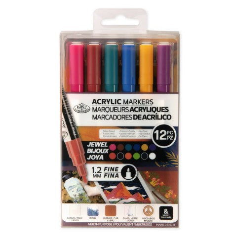 12pc Acrylic 1.2mm FINE Jewel Marker Set