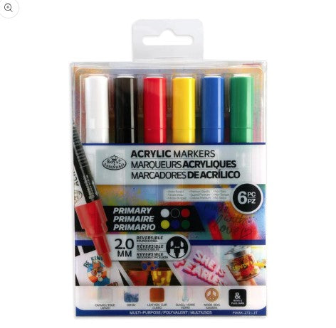 6pc Acrylic 2.0mm MEDIUM Primary Marker Set