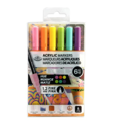 6pc Acrylic 1.2mm FINE Fashion Marker Set