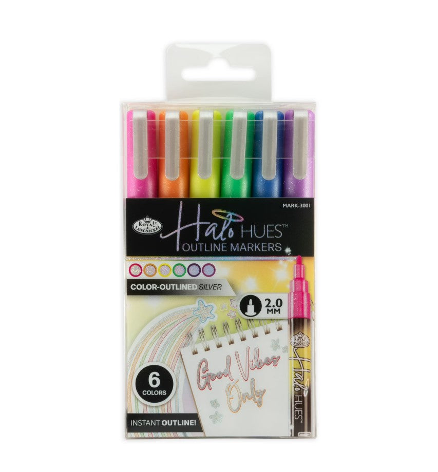6pc Acrylic 2.0mm HALO Color-Outlined Marker Set