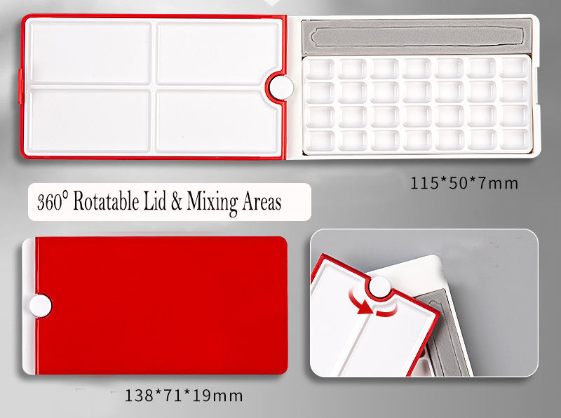 Portable Plastic Watercolor Palette with 360 Rotating Lid
