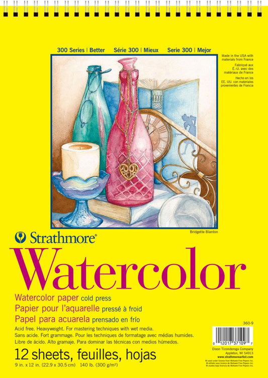 9"x12" Strathmore #360-9 Watercolor Pad: 12 sheets