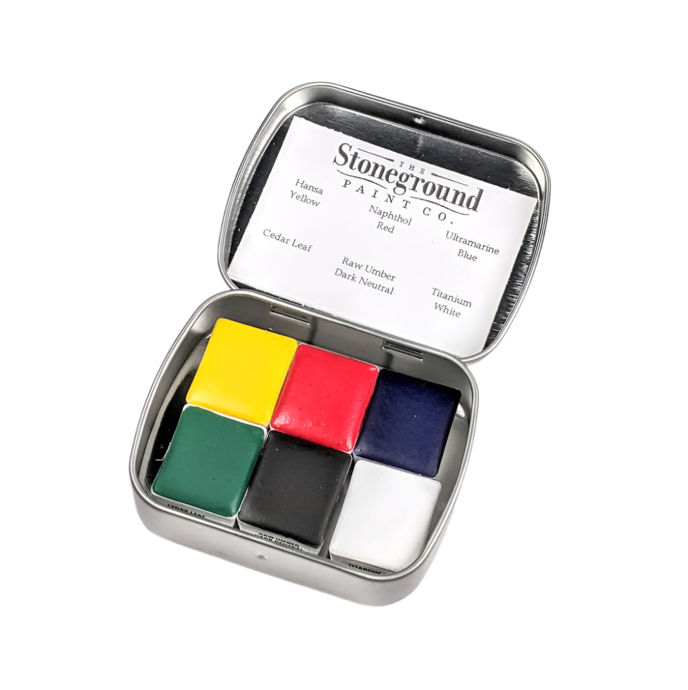 Gouache 6 Stoneground Paint Co. Metal 1/2 Pan Palette
