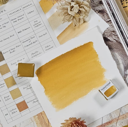 Mars Yellow Half Pan Watercolor: Stoneground Paint Co.