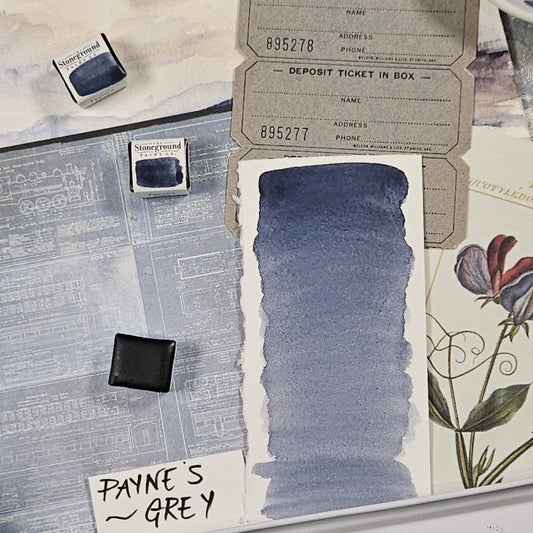 Payne's Grey Half Pan Watercolor: Stoneground Paint Co.