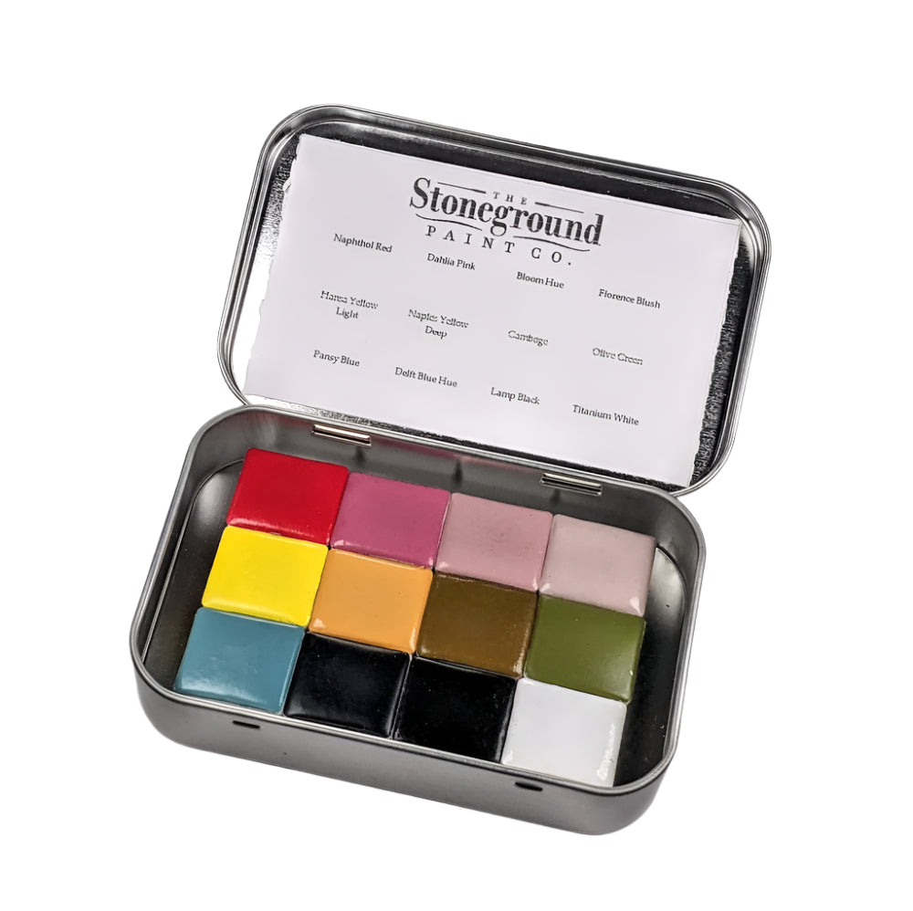 Mint Gardener Splendid 12 Stoneground Paint Co. Metal Half Pan Palette