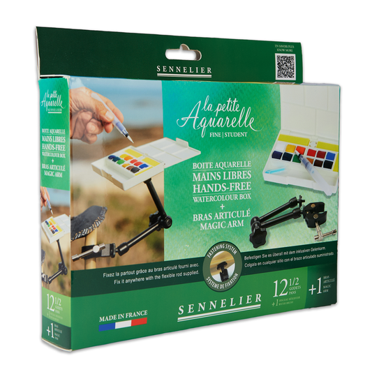 La Petite Aquarell Hands-Free Watercolour Box: 12 colors.- Magic Arm included