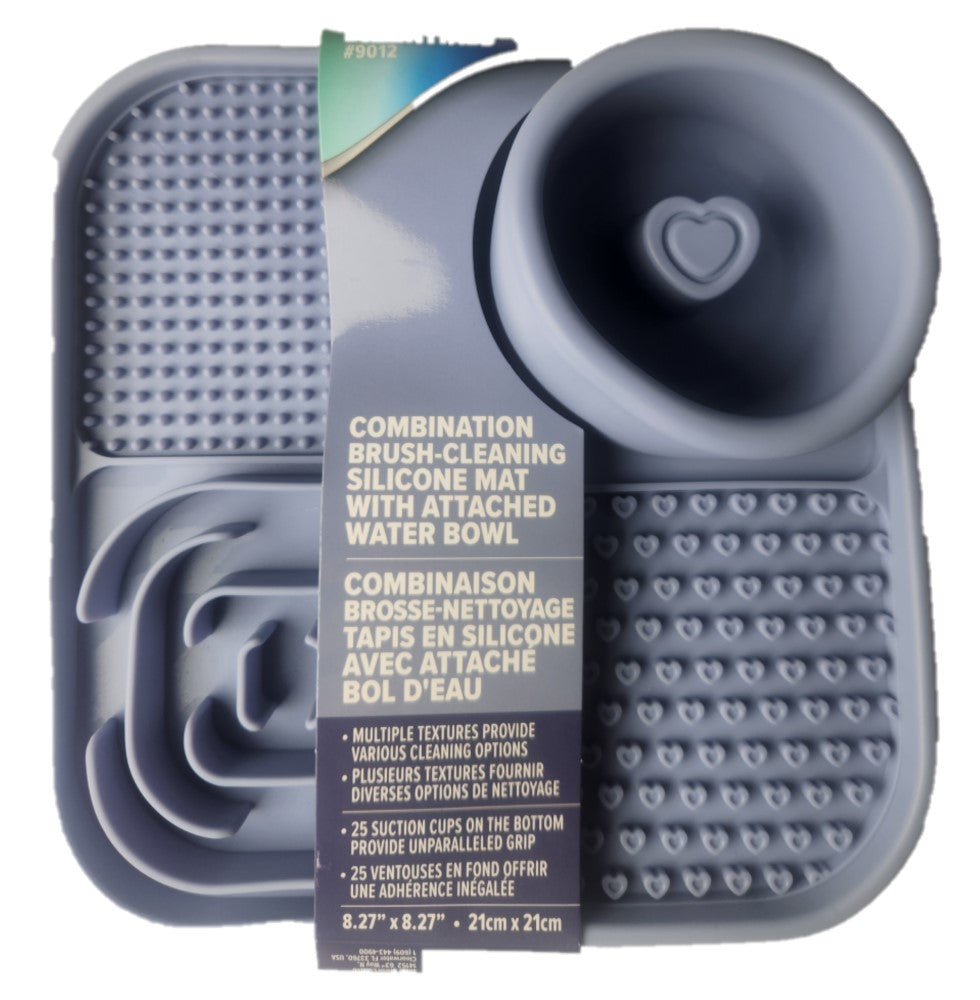 Combination Brush-Cleaning Silicone Mat with Attached Water Bowl #9012