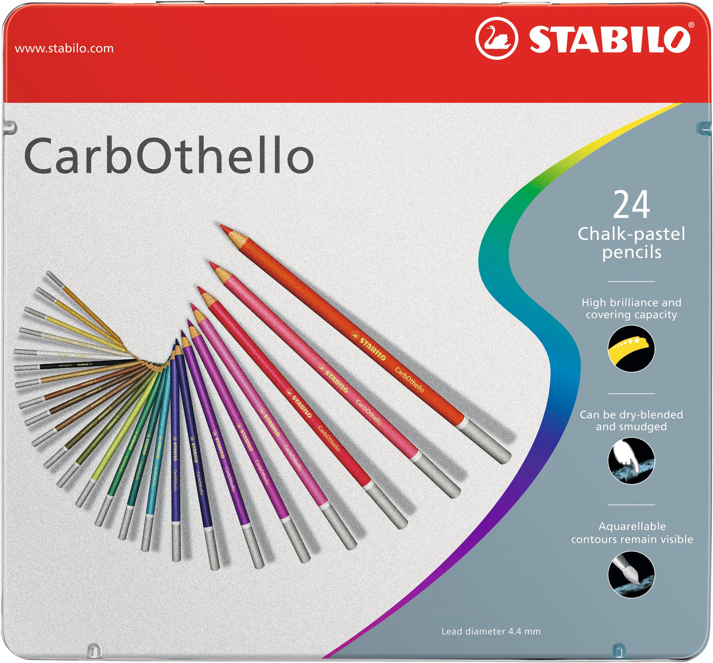 24 Set Carb Othello Pastel Pencil: Metal Tin