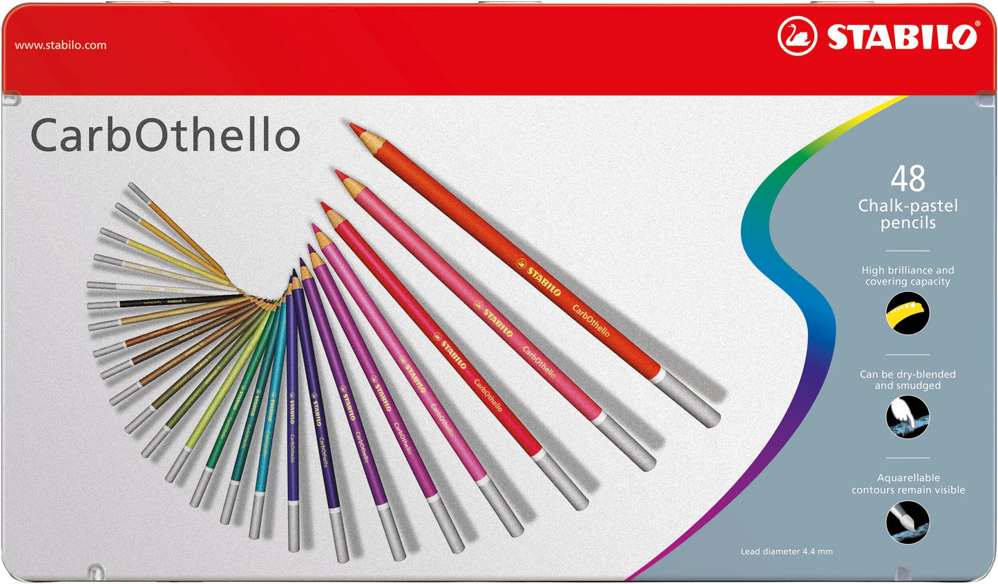 48 Set Carb Othello Pastel Pencil: Metal Tin