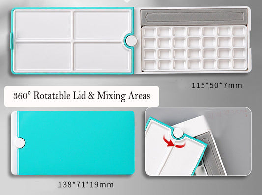 Portable Plastic Watercolor Palette with 360 Rotating Lid