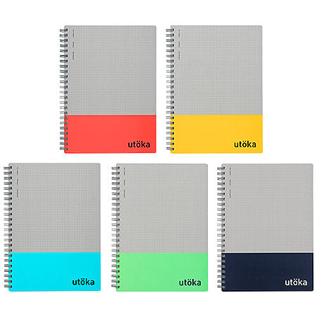 A5 Utoka Wire-Bound Notebook 5.8" x 8.3" 90sheets with 4mm grid