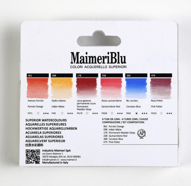 MaimeriBlu Venice Watercolor Set: 6 12ml tubes