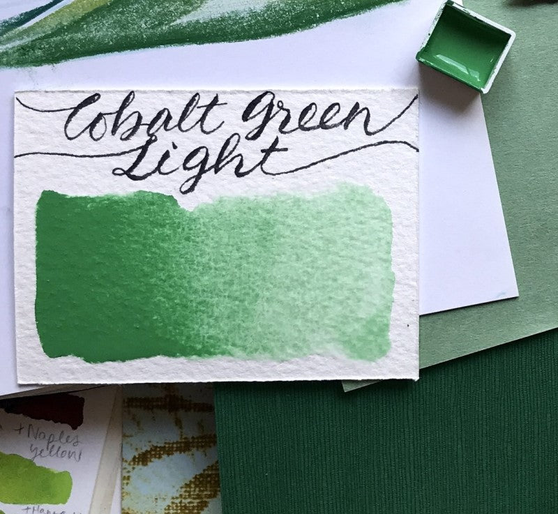 Cobalt Green Light Half Pan Watercolor: Stoneground Paint Co.