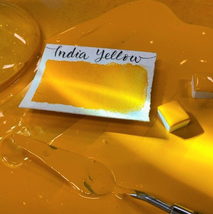 India Yellow Half Pan Watercolor: Stoneground Paint Co.