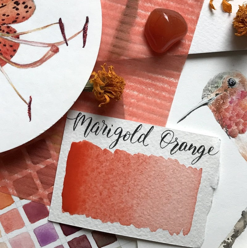 Marigold Orange Half Pan Watercolor: Stoneground Paint Co.