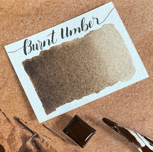 Burnt Umber Half Pan Watercolor: Stoneground Paint Co.