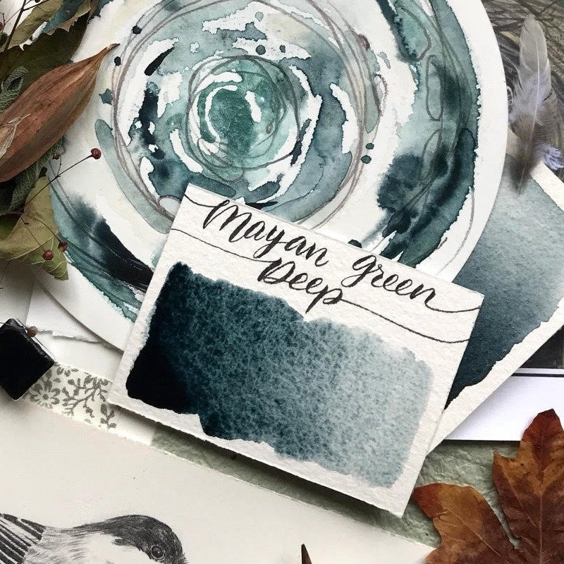 Mayan Green Deep Half Pan Watercolor: Stoneground Paint Co.