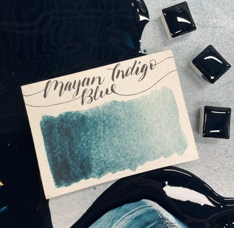 Mayan Indigo Blue Half Pan Watercolor: Stoneground Paint Co.