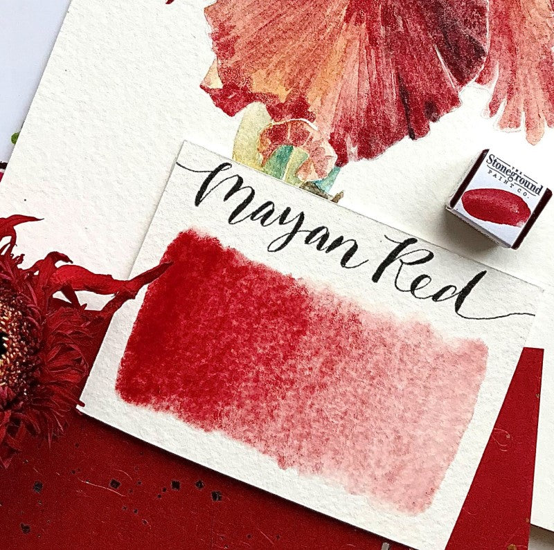 Mayan Red Half Pan Watercolor: Stoneground Paint Co.
