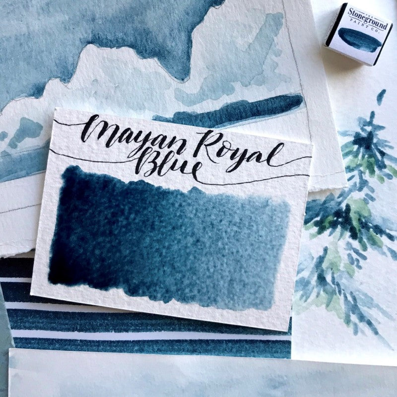 Mayan Royal Blue Half Pan Watercolor: Stoneground Paint Co.
