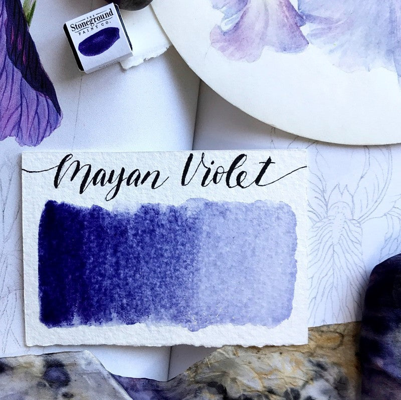 Mayan Violet Half Pan Watercolor: Stoneground Paint Co.