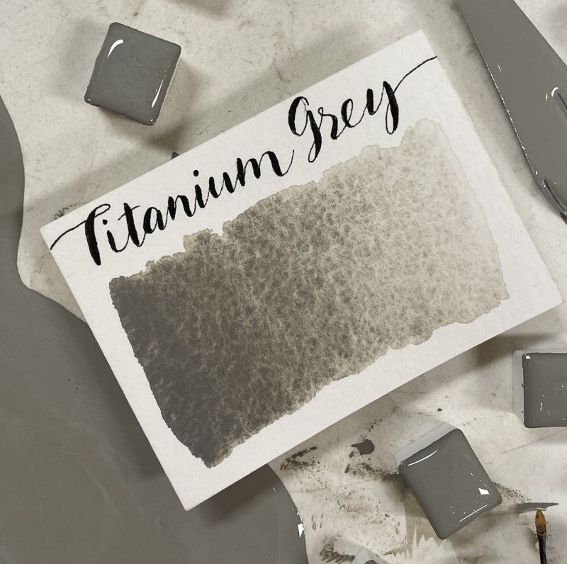 Titanium Grey Half Pan Watercolor: Stoneground Paint Co.