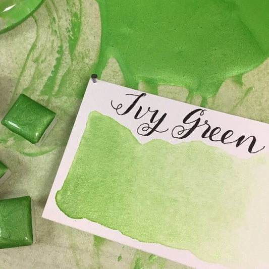 Ivy Green (Pearlescent) Half Pan Watercolor: Stoneground Paint Co.