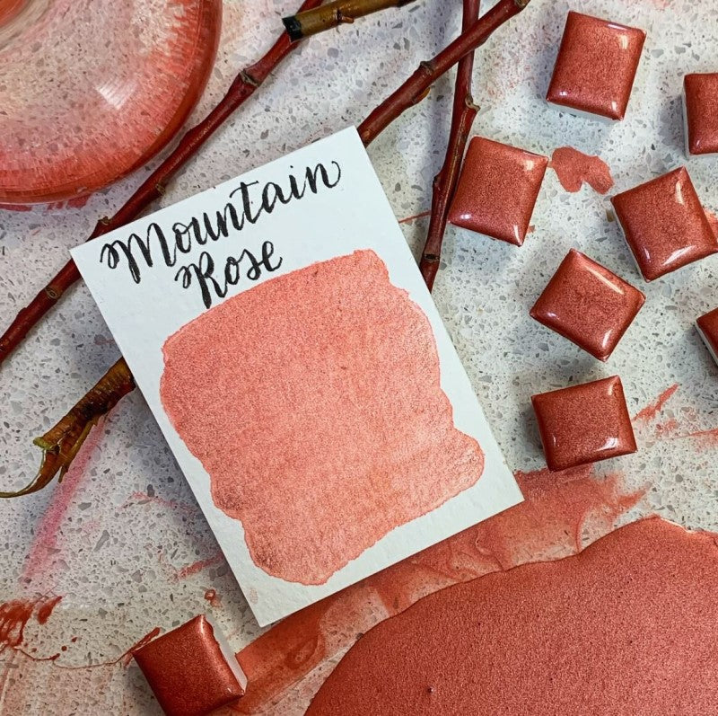 Mountain Rose (Pearlescent) Half Pan Watercolor: Stoneground Paint Co.