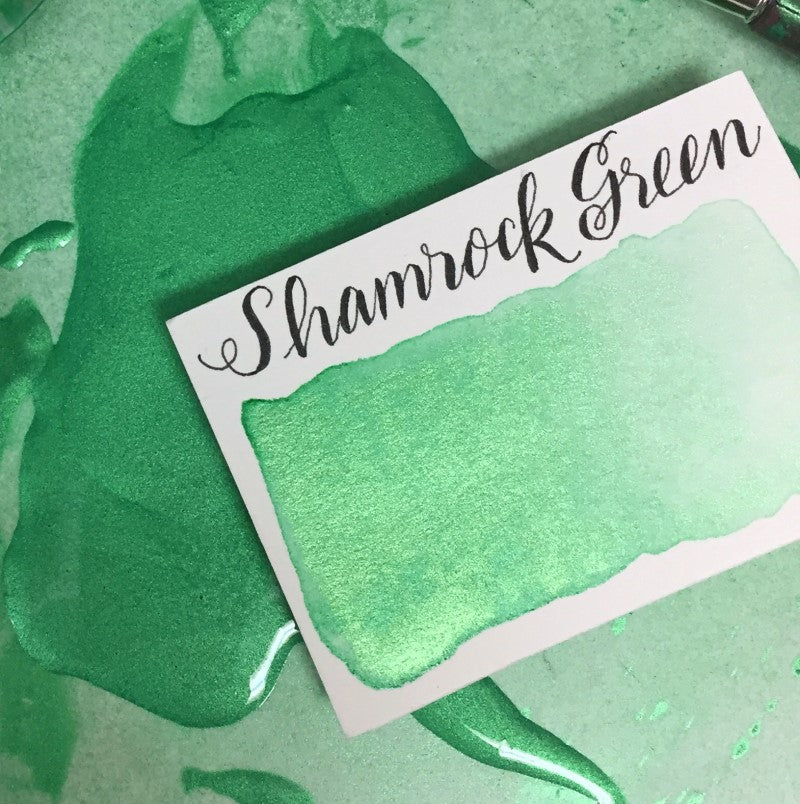 Shamrock Green (Pearlescent) Half Pan Watercolor: Stoneground Paint Co.