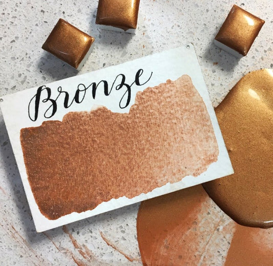 Bronze (Pearlescent) Half Pan Watercolor: Stoneground Paint Co.