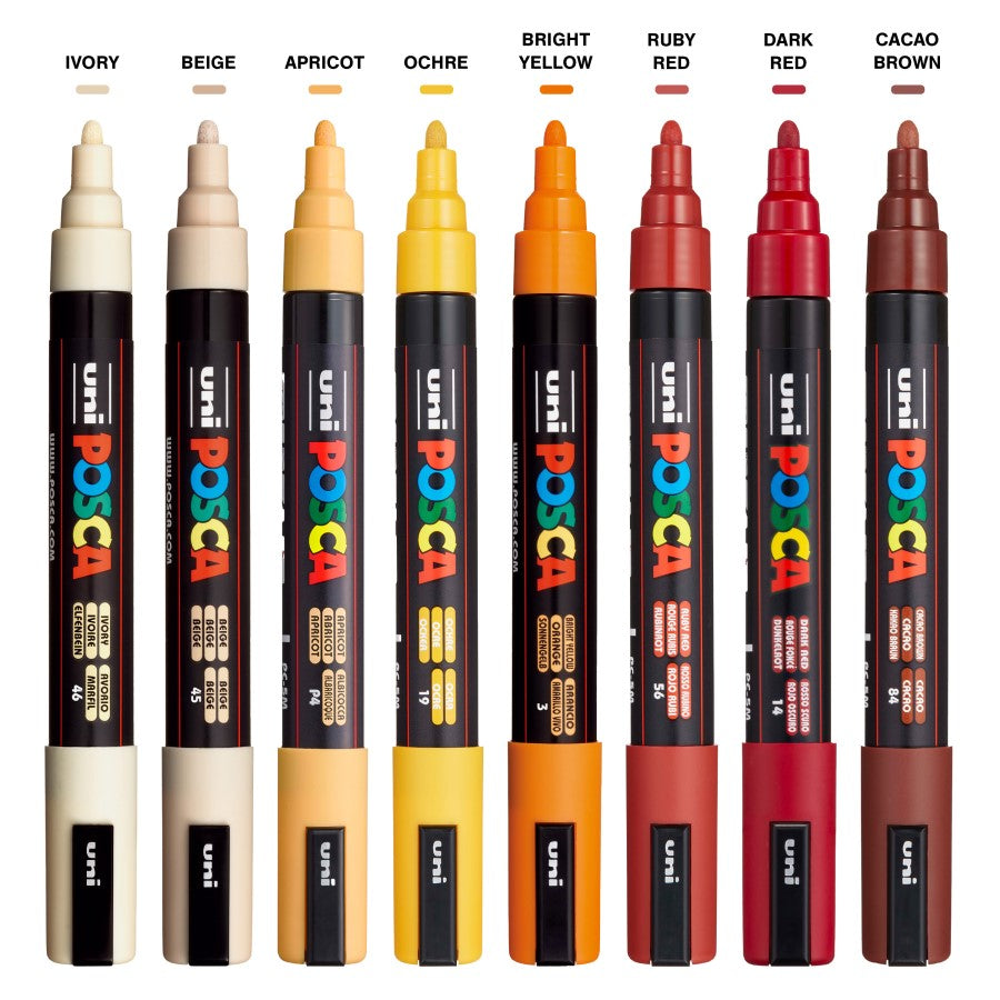 PC-5M WARM Uni Posca Medium Marker Set (8 markers)